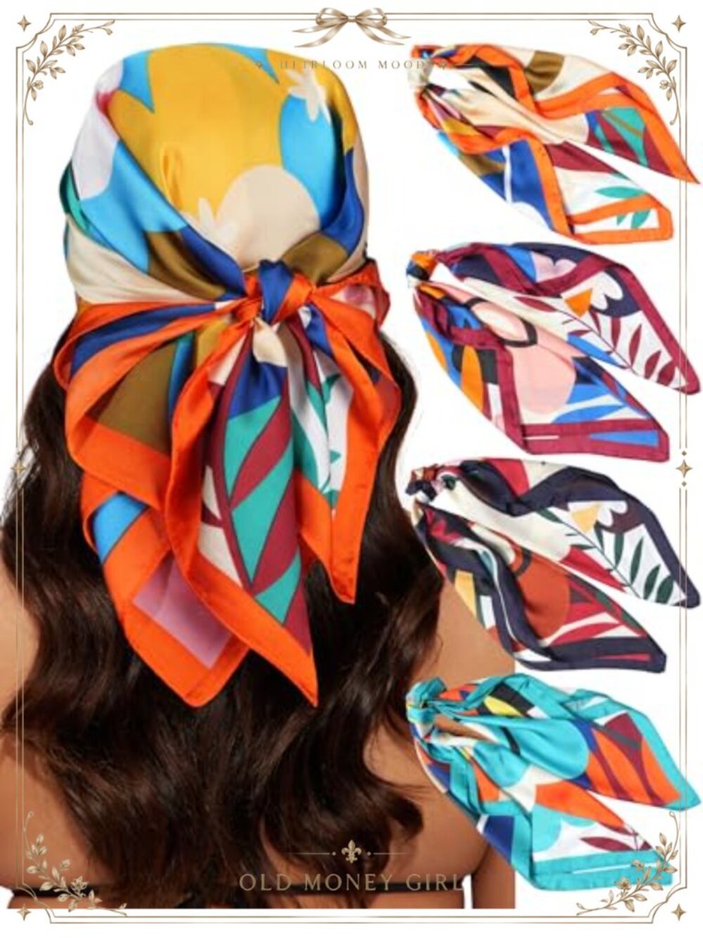 Satin Head Scarf 27.5in Square Hair Bandanas Neck Wrap Lightweight